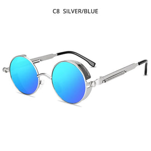 HOOBAN Classic Steampunk Sunglasses Men Women Retro Gothic Round Male's Glasses Metal Driving Goggle UV400