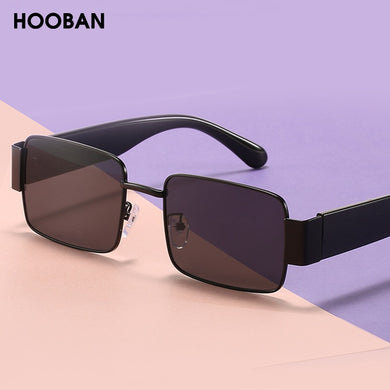 HOOBAN Black Square Sunglasses Men Women  Rectangular Sun Giasses Driving Traveling Outdoor Glasses UV400