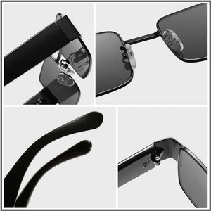 HOOBAN Black Square Sunglasses Men Women  Rectangular Sun Giasses Driving Traveling Outdoor Glasses UV400