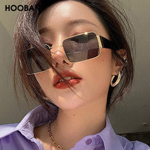 Load image into Gallery viewer, HOOBAN Black Square Sunglasses Men Women  Rectangular Sun Giasses Driving Traveling Outdoor Glasses UV400