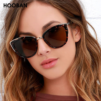 HOOBAN Cat Eye Sunglasses Women Retro Cateye Ladies Sun Glasses Stylish Driving Eyewear Female UV400