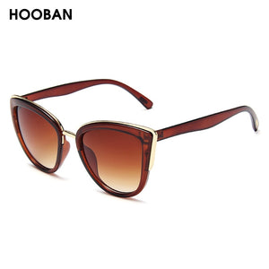 HOOBAN Cat Eye Sunglasses Women Retro Cateye Ladies Sun Glasses Stylish Driving Eyewear Female UV400