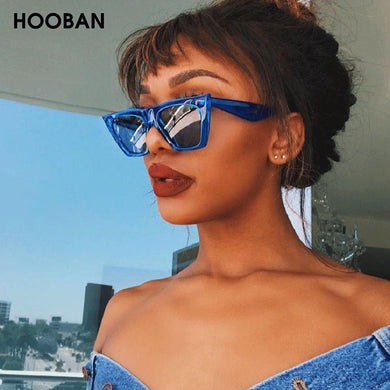 HOOBAN Cat Eye Women Sunglasses Brand Square Ladies Shades Vintage Outdoor Glasses UV400