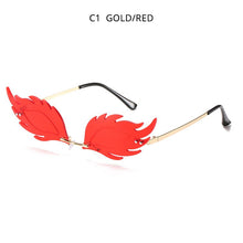 Load image into Gallery viewer, HOOBAN Flame Feather Shape Sunglasses Ladies Vintage Rimless Wave Sun Glasses Metal Shades For Women Eyewear