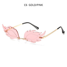 Load image into Gallery viewer, HOOBAN Flame Feather Shape Sunglasses Ladies Vintage Rimless Wave Sun Glasses Metal Shades For Women Eyewear