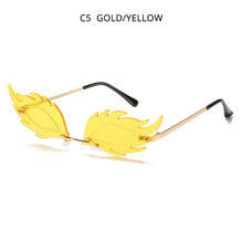Load image into Gallery viewer, HOOBAN Flame Feather Shape Sunglasses Ladies Vintage Rimless Wave Sun Glasses Metal Shades For Women Eyewear
