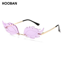Load image into Gallery viewer, HOOBAN Flame Feather Shape Sunglasses Ladies Vintage Rimless Wave Sun Glasses Metal Shades For Women Eyewear