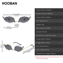 Load image into Gallery viewer, HOOBAN Flame Feather Shape Sunglasses Ladies Vintage Rimless Wave Sun Glasses Metal Shades For Women Eyewear