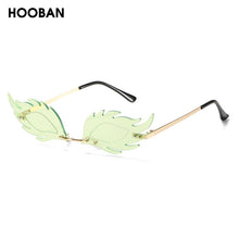 Load image into Gallery viewer, HOOBAN Flame Feather Shape Sunglasses Ladies Vintage Rimless Wave Sun Glasses Metal Shades For Women Eyewear