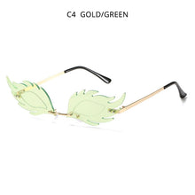 Load image into Gallery viewer, HOOBAN Flame Feather Shape Sunglasses Ladies Vintage Rimless Wave Sun Glasses Metal Shades For Women Eyewear