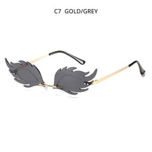 Load image into Gallery viewer, HOOBAN Flame Feather Shape Sunglasses Ladies Vintage Rimless Wave Sun Glasses Metal Shades For Women Eyewear