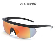 Load image into Gallery viewer, HOOBAN Flat Top Sunglasses Male Vintage One Piece Lens Sun Glasses Men  Sports Eyewear Windproof  Goggle UV400