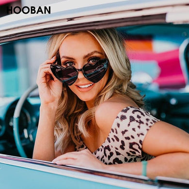HOOBAN Love Heart Women Sun Glasses Cute Big Cat Eye Ladies Sunglasses Sexy Red Pink Sunglass UV400