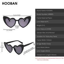 Load image into Gallery viewer, HOOBAN Love Heart Women Sun Glasses Cute Big Cat Eye Ladies Sunglasses Sexy Red Pink Sunglass UV400