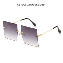 Load image into Gallery viewer, HOOBAN Oversized Square  Women Sunglasses  Rimless Female's Sun Glasses Vintage Clear Lens Eye Glasses Shade