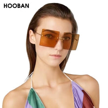 Load image into Gallery viewer, HOOBAN Oversized Square  Women Sunglasses  Rimless Female's Sun Glasses Vintage Clear Lens Eye Glasses Shade