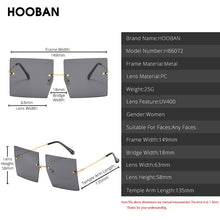 Load image into Gallery viewer, HOOBAN Oversized Square  Women Sunglasses  Rimless Female's Sun Glasses Vintage Clear Lens Eye Glasses Shade