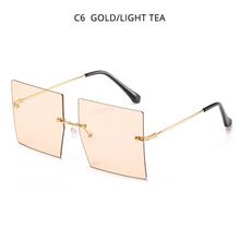 Load image into Gallery viewer, HOOBAN Oversized Square  Women Sunglasses  Rimless Female's Sun Glasses Vintage Clear Lens Eye Glasses Shade