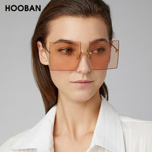 Load image into Gallery viewer, HOOBAN Oversized Square  Women Sunglasses  Rimless Female's Sun Glasses Vintage Clear Lens Eye Glasses Shade