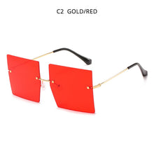 Load image into Gallery viewer, HOOBAN Oversized Square  Women Sunglasses  Rimless Female's Sun Glasses Vintage Clear Lens Eye Glasses Shade