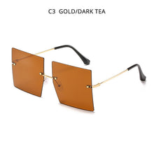 Load image into Gallery viewer, HOOBAN Oversized Square  Women Sunglasses  Rimless Female's Sun Glasses Vintage Clear Lens Eye Glasses Shade