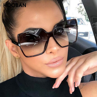 HOOBAN Oversized Women's Sunglasses Brand Designer Big Frame Ladies Sun Glasses Vintage Driving Leopard Eyeglasses UV400