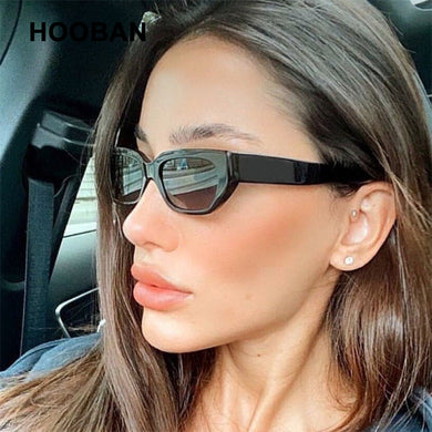 HOOBAN Polygon Sunglasses Women Brand Designer Small Frame Sun Glasses For Female Classic Cat Eye Outdoor Eyewear UV400