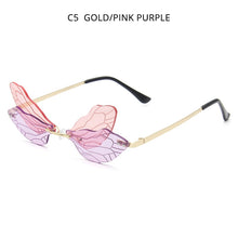 Load image into Gallery viewer, HOOBAN Rimless Dragonfly Wing Sunglasses Women Brand Design Butterfly Ladies  Glasses Shades Eyewear UV400