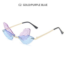 Load image into Gallery viewer, HOOBAN Rimless Dragonfly Wing Sunglasses Women Brand Design Butterfly Ladies  Glasses Shades Eyewear UV400