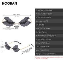 Load image into Gallery viewer, HOOBAN Rimless Dragonfly Wing Sunglasses Women Brand Design Butterfly Ladies  Glasses Shades Eyewear UV400