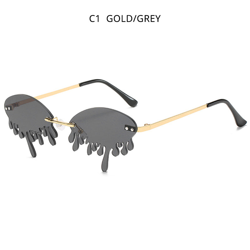 HOOBAN Rimless Women Sunglasses Unique Design Melting Chocolate Sun Glasses Vintage Steampunk Eyeglasses Female UV400