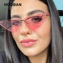 Load image into Gallery viewer, HOOBAN Small Cat Eye Sunglasses Women Brand Designer Rimless Sun Glasses For Female Retro Outdoor Eyeglasses UV400