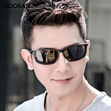HOOBAN Square Men  Sunglasses Retro Black Rectangle Sun Glasses For Male Vintage Outdoor Eyewear Shade UV400