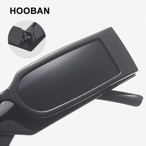 HOOBAN Square Sunglasses Women Men Brand Designer Small Rectangle Sun Glasses For Unisex Retro Hip Hop Eyewear UV400
