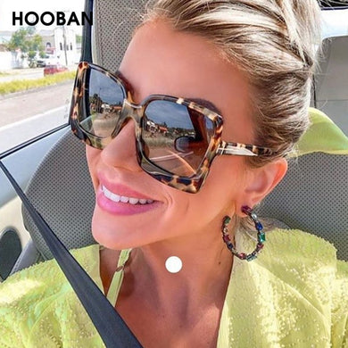HOOBAN  Oversized Women Sunglasses Big Plastic Sun Glasses Female Vintage Square Ladies Sunglass UV400