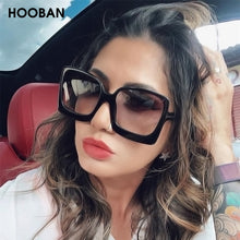 Load image into Gallery viewer, HOOBAN  Oversized Women Sunglasses Big Plastic Sun Glasses Female Vintage Square Ladies Sunglass UV400