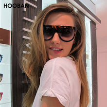 Load image into Gallery viewer, HOOBAN Oversized Flat Top Women Sunglasses Big Shield Shape Sun Glasses Female Retro Rivet Shades UV400 Eyewear