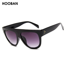 Load image into Gallery viewer, HOOBAN Oversized Flat Top Women Sunglasses Big Shield Shape Sun Glasses Female Retro Rivet Shades UV400 Eyewear