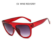 Load image into Gallery viewer, HOOBAN Oversized Flat Top Women Sunglasses Big Shield Shape Sun Glasses Female Retro Rivet Shades UV400 Eyewear