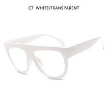 Load image into Gallery viewer, HOOBAN Oversized Flat Top Women Sunglasses Big Shield Shape Sun Glasses Female Retro Rivet Shades UV400 Eyewear
