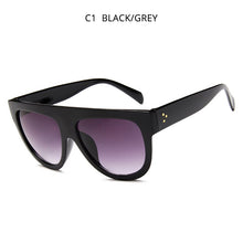 Load image into Gallery viewer, HOOBAN Oversized Flat Top Women Sunglasses Big Shield Shape Sun Glasses Female Retro Rivet Shades UV400 Eyewear