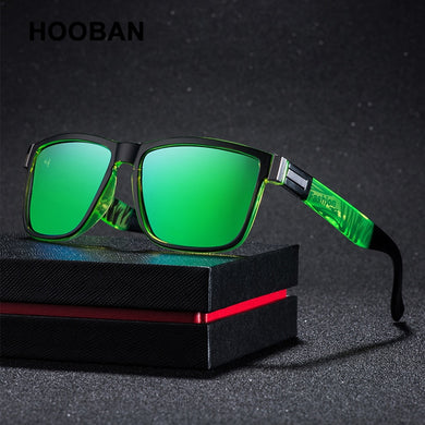 HOOBAN Sports Polarized Sunglasses Men Women Square Male Sun Glasses Stylish Summer Blue Green Shades Goggle UV400