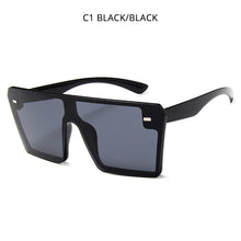 Load image into Gallery viewer, HOOBAN Oversized Square Sunglasses Women Men  Big One Piece Lens Shades Flat Top Black Glasses For Ladies UV400