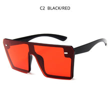 Load image into Gallery viewer, HOOBAN Oversized Square Sunglasses Women Men  Big One Piece Lens Shades Flat Top Black Glasses For Ladies UV400