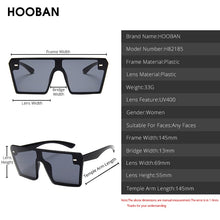 Load image into Gallery viewer, HOOBAN Oversized Square Sunglasses Women Men  Big One Piece Lens Shades Flat Top Black Glasses For Ladies UV400