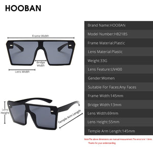 HOOBAN Oversized Square Sunglasses Women Men  Big One Piece Lens Shades Flat Top Black Glasses For Ladies UV400