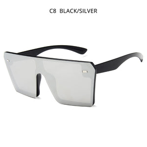 HOOBAN Oversized Square Sunglasses Women Men  Big One Piece Lens Shades Flat Top Black Glasses For Ladies UV400
