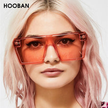 Load image into Gallery viewer, HOOBAN Oversized Square Sunglasses Women Men  Big One Piece Lens Shades Flat Top Black Glasses For Ladies UV400
