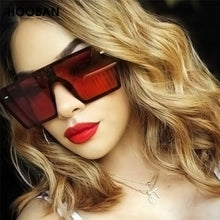 Load image into Gallery viewer, HOOBAN Oversized Square Sunglasses Women Men  Big One Piece Lens Shades Flat Top Black Glasses For Ladies UV400