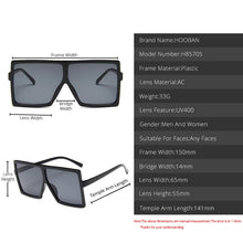 Load image into Gallery viewer, HOOBAN Oversized Women Sunglasses Brand Designer Square Ladies Sun Glasses Big Shades Eyewear UV400